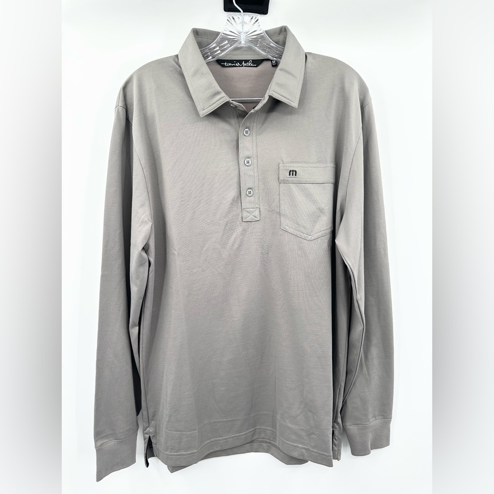 Travis Mathew Men's‎ Gray Long Sleeve Polo Shirt Size Medium Pima Cotton